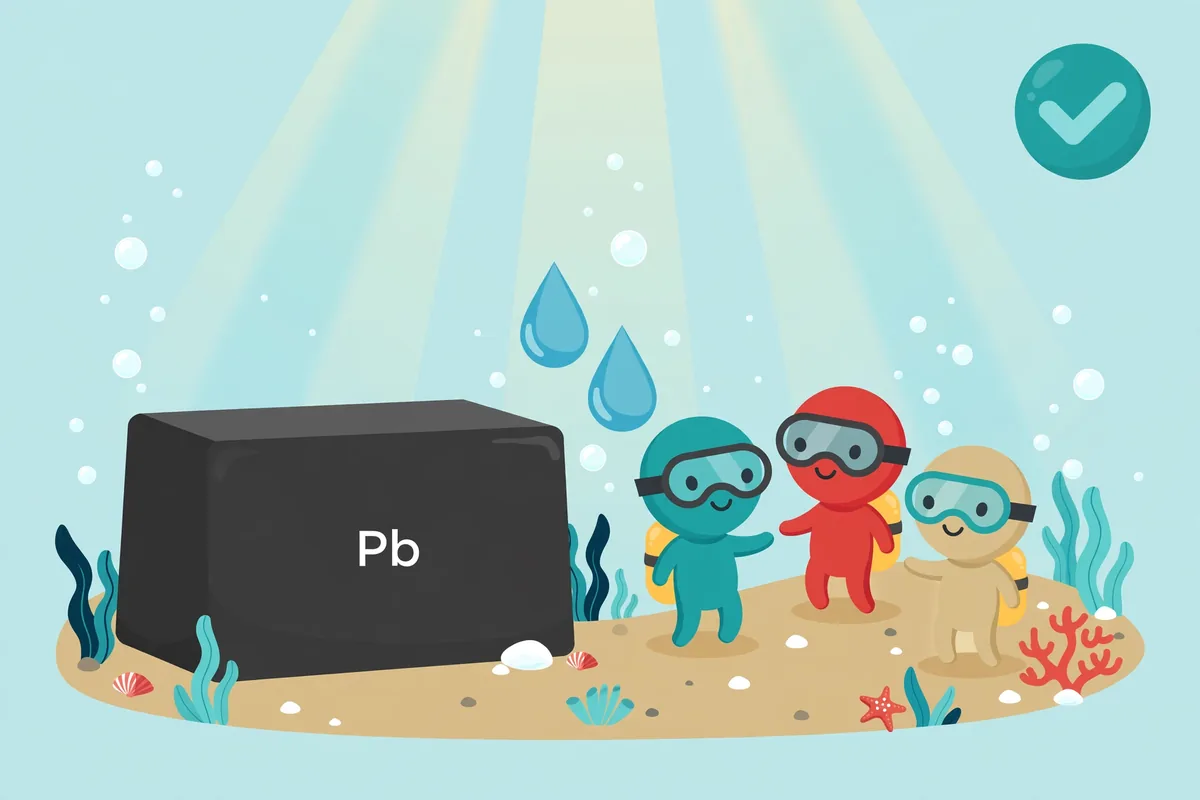 Lead weight with soap bubbles and a tick